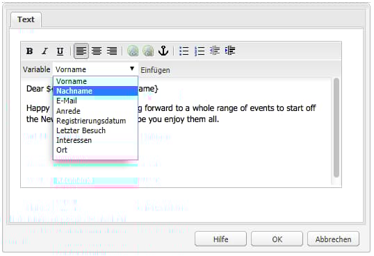 Hinzufügen von Variablen