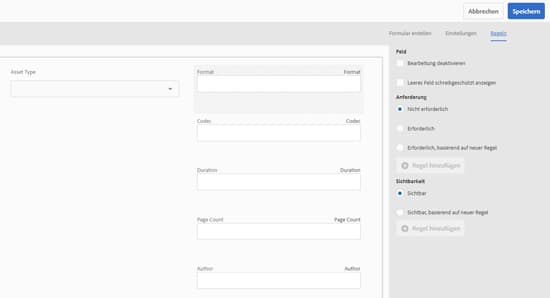 Abhängigkeitsfeld auswählen