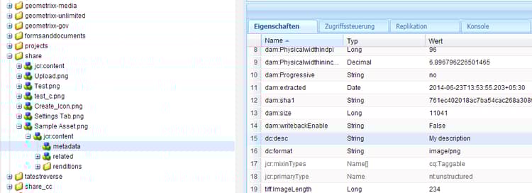 Festlegen einer Standardbeschreibung im Metadatenprofil