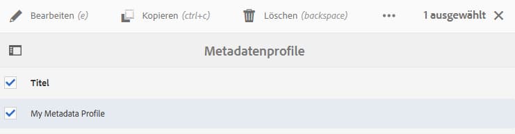 Kopieren eines Metadatenprofils