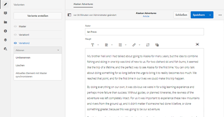 Mit primärer Version synchronisieren