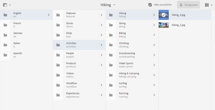 Einfügen eines Assets in ein Inhaltsfragment