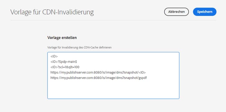Vorlage für CDN-Invalidierung – Erstellen