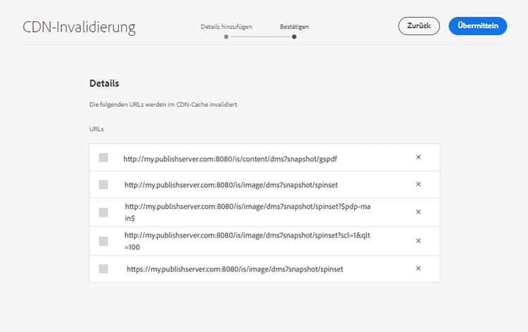 CDN-Invalidierung – Bestätigen