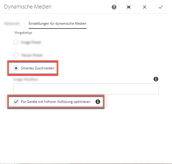 DPR-Einstellung für smartes Zuschneiden