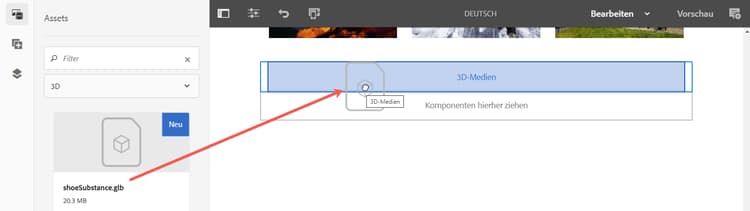 Zuweisen von 3D-Assets zur 3D-Medienkomponente