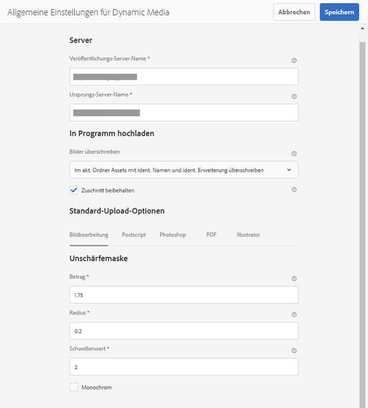 Allgemeine Dynamic Media-Einstellungen
