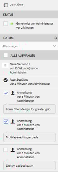 Auswählen einer Anmerkung aus der Zeitleiste, um sie zu drucken