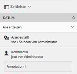 Anzeigen von Anmerkungen und Details in der Zeitleiste