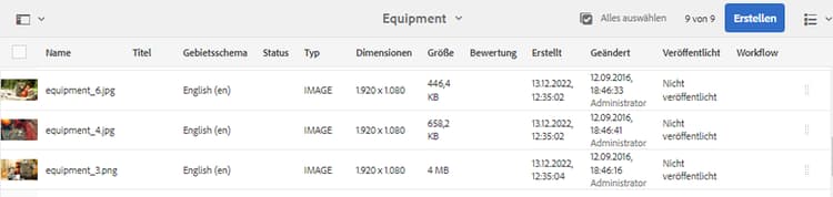 Überprüfungsstatus in der Listenansicht