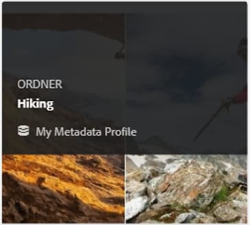 Kartenansicht mit dem Metadatenprofil, das auf einen Ordner angewendet wurde