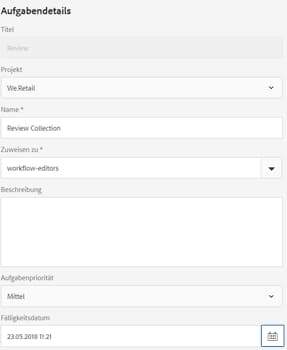 Aufgabendetails-Sammlung