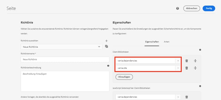 Seitenrichtlinie – Landingpage