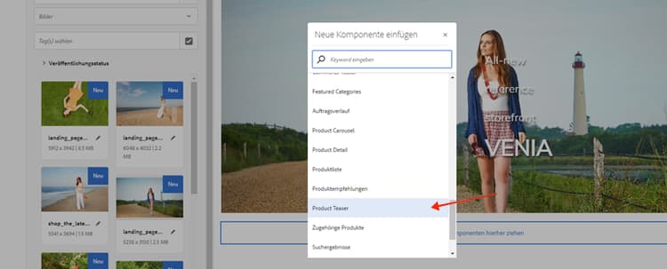 Produkt-Teaser einfügen