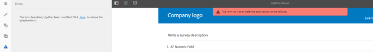 Symbol, das angibt, dass das adaptive Formular nicht mehr mit der XDP-Datei synchron ist