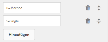 Optionsfeldwerte im Regeleditor