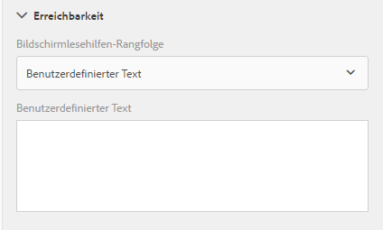 Barrierefreiheitsoptionen in Formularkomponenten