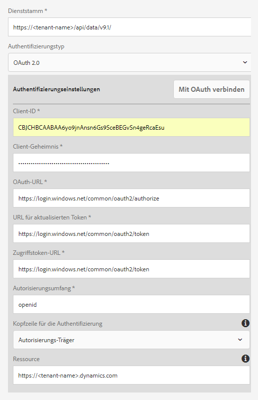 Authentifizierungseinstellungen