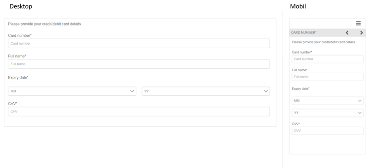Fragment für Kreditkarteninformationen