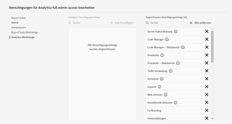 Bearbeiten von Berechtigungen