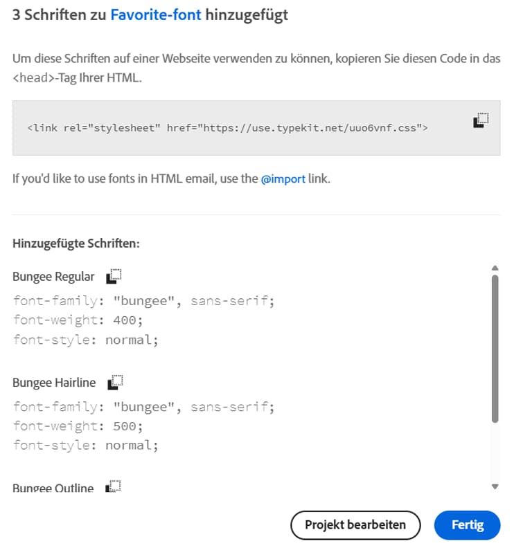 Einbettungs-Code und URL