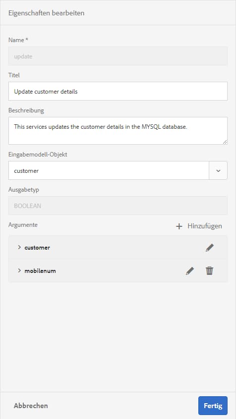 Service-Eigenschaften aktualisieren