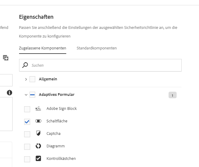 Zugelassene Komponenten
