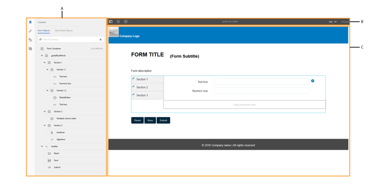 Benutzeroberfläche für Authoring adaptiver Formulare