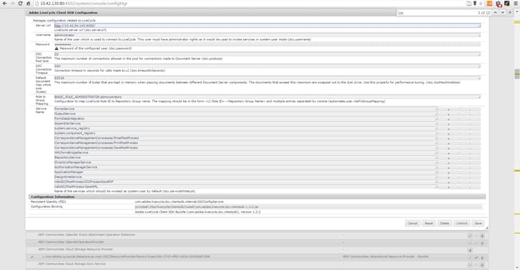 Name des LiveCycle-Servers eingeben