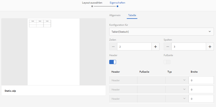 Bildschirm zum Erstellen eines Layout-Fragments