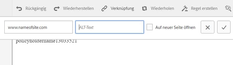 Erstellen eines Hyperlinks in einem Textelement