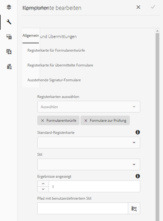 Komponente „Drafts Submissions“