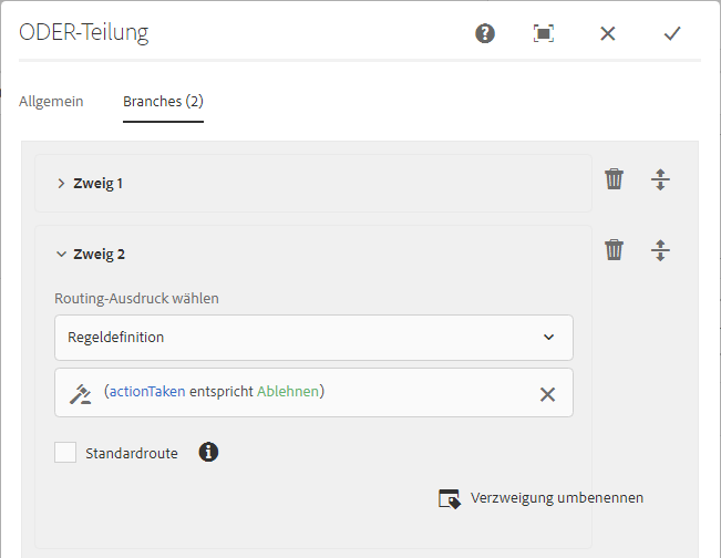 Beispiel für eine ODER-Teilung