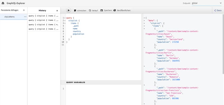 GraphiQL-Oberfläche