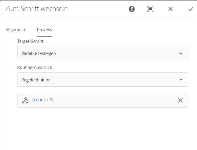 Bedingung für die Simulation einer for-Schleife