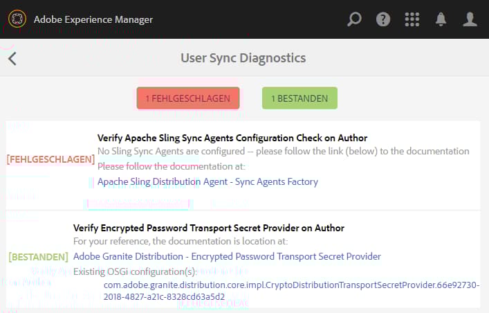 Warnung, dass die Diagnose der Benutzersynchronisierung nicht aktiviert ist