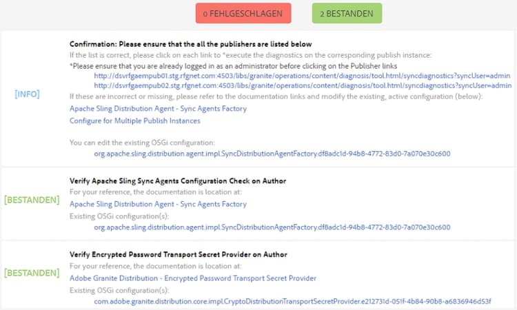 Diagnose für Publishing-Instanzen