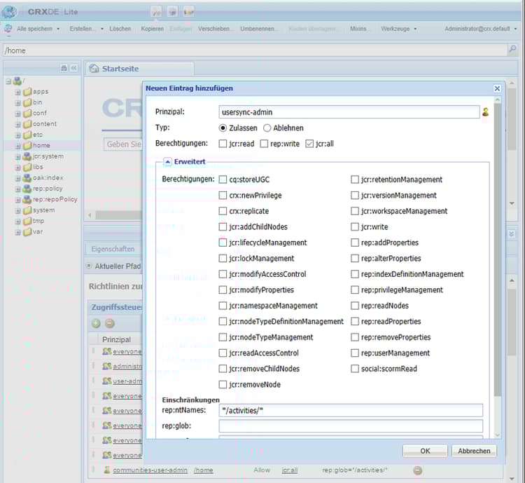 ACL-Fenster hinzufügen