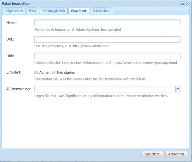 Registerkarte „Erweiterte Einstellungen“