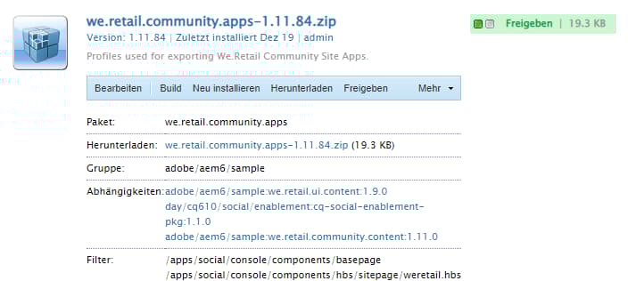 Erweiterte Paketdetails