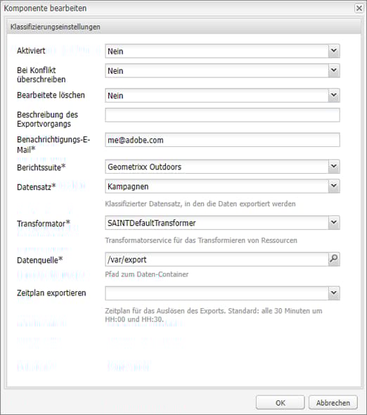 Dialogfeld „Classifications-Einstellungen“