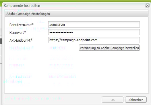 Konfigurieren von Adobe Campaign in AEM