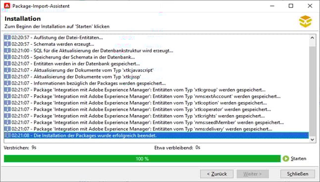 Installationsfortschritt