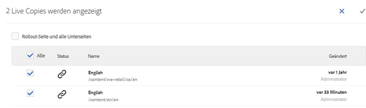 Angeben von Seiten und Unterseiten