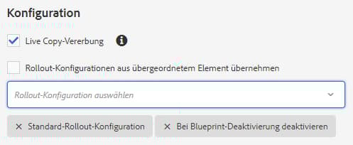 Ausgewählte Rollout-Konfigurationen
