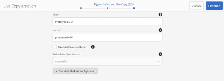 Eingeben eines Titels und Namens