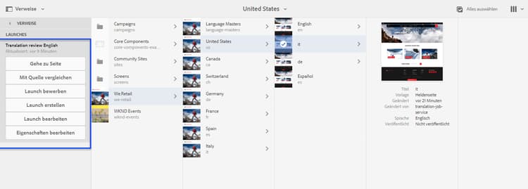 Launch bewerben – Übersetzung