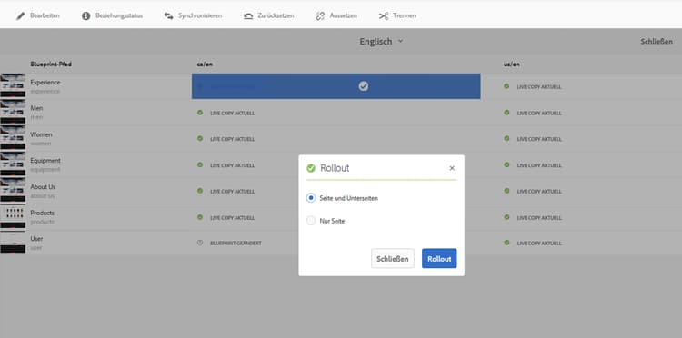 Bestätigen des Rollouts