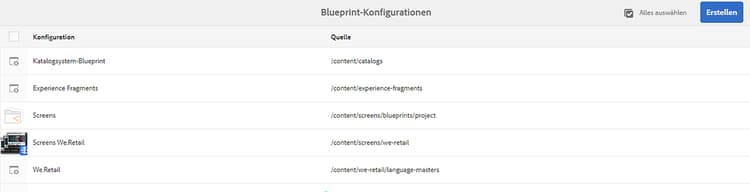 Blueprint-Konfigurationen