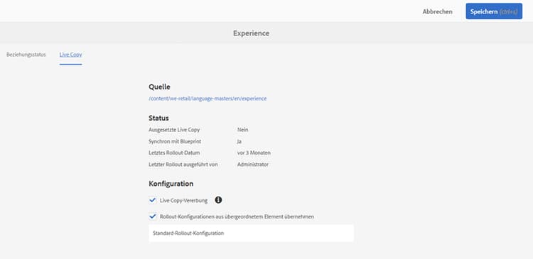 Informationen zur Live Copy